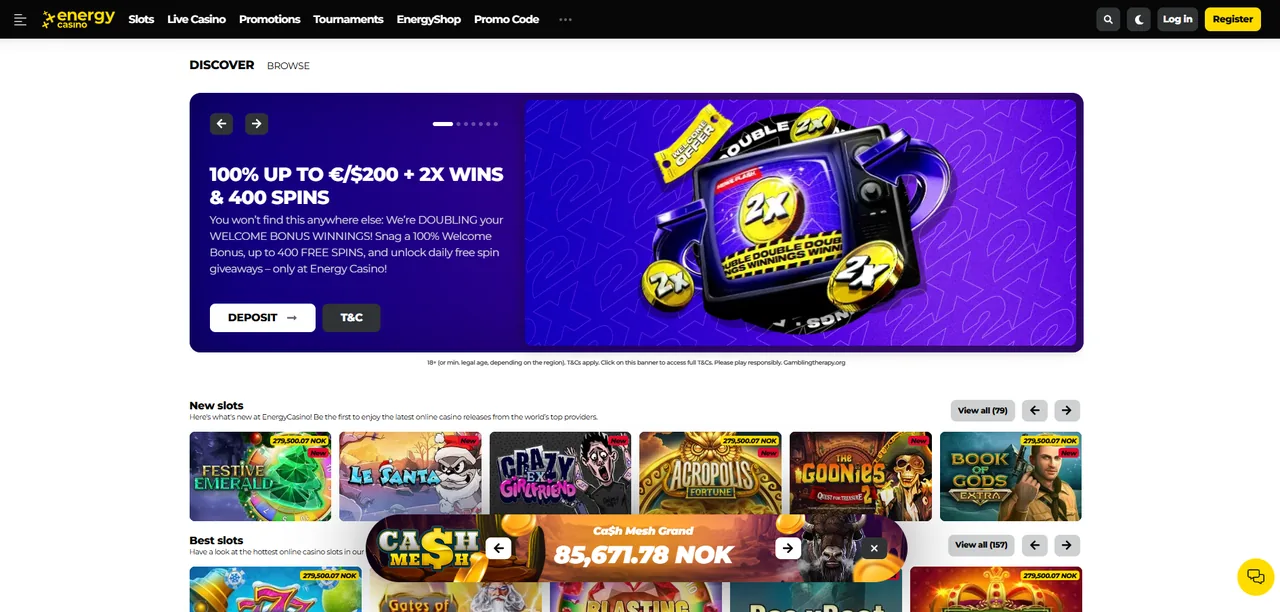 EnergyCasino interface